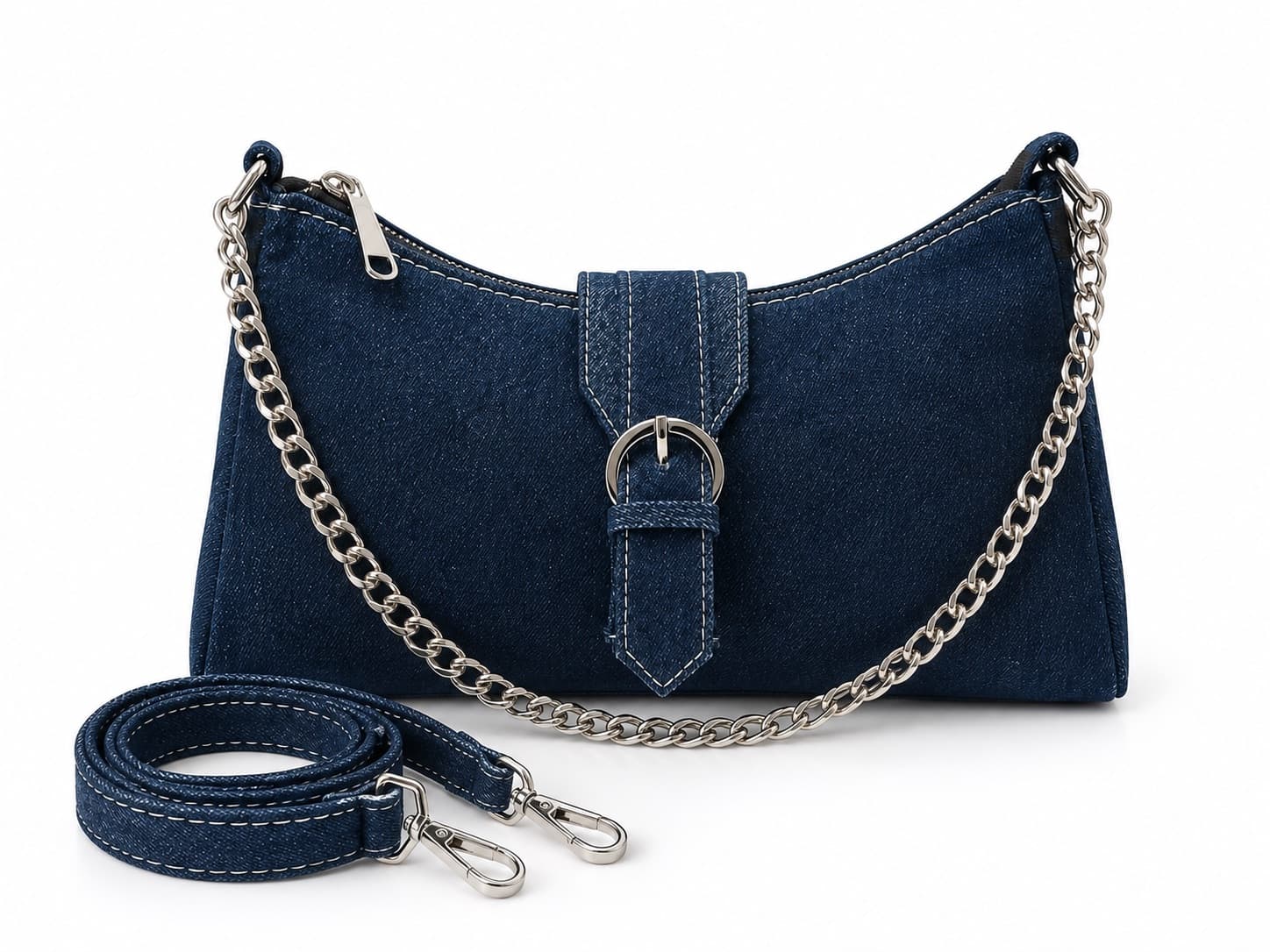 Denim Shoulder Bag Dark Blue - View 1