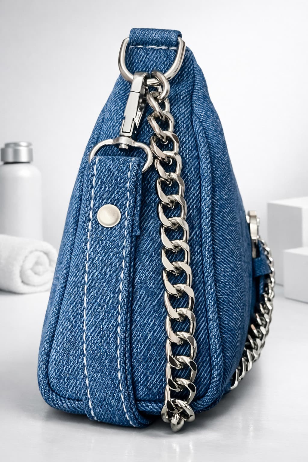 Denim Shoulder Bag Light Blue - View 2