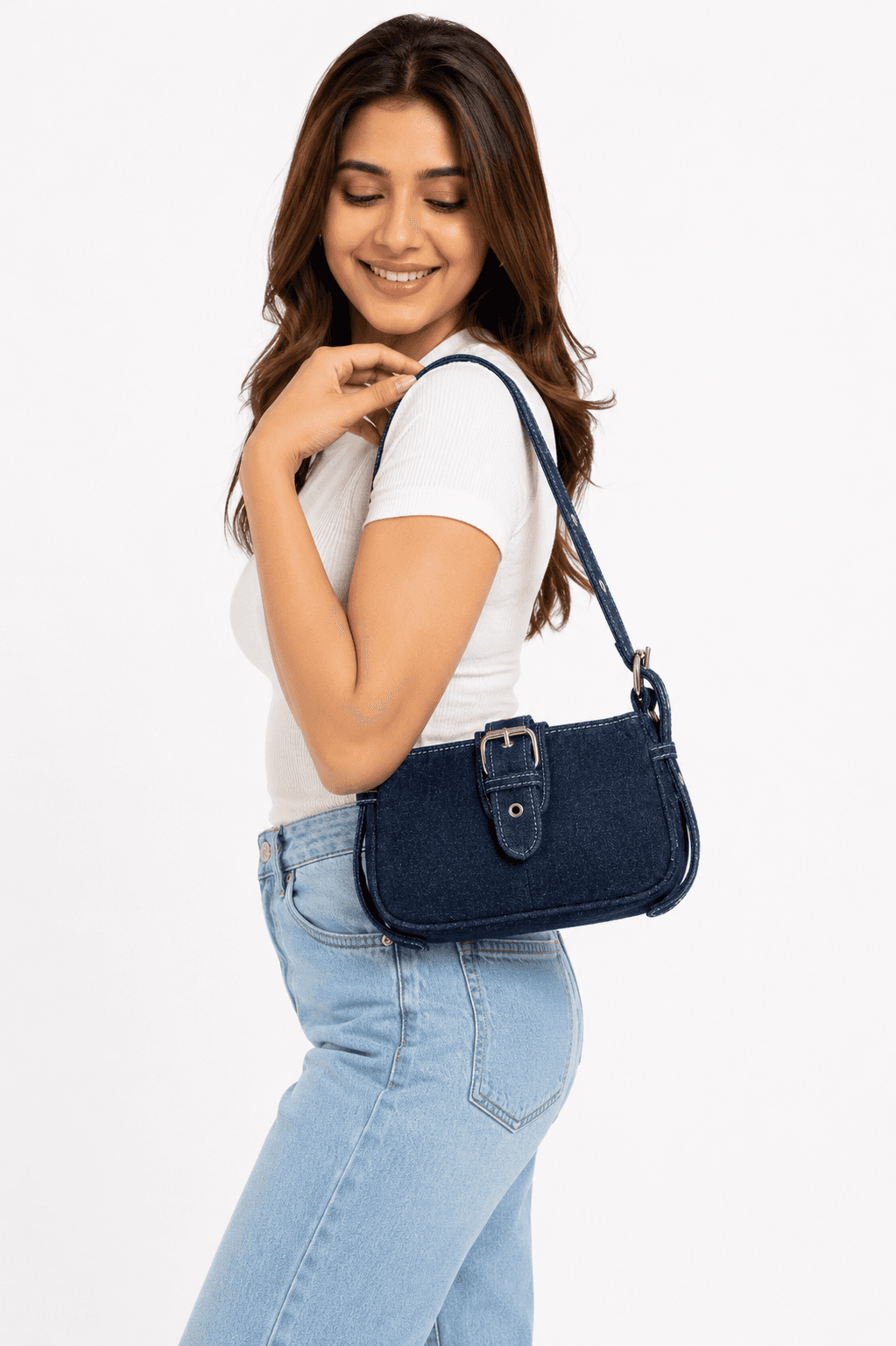 Y2K Denim Baguette Shoulder Bag - View 5