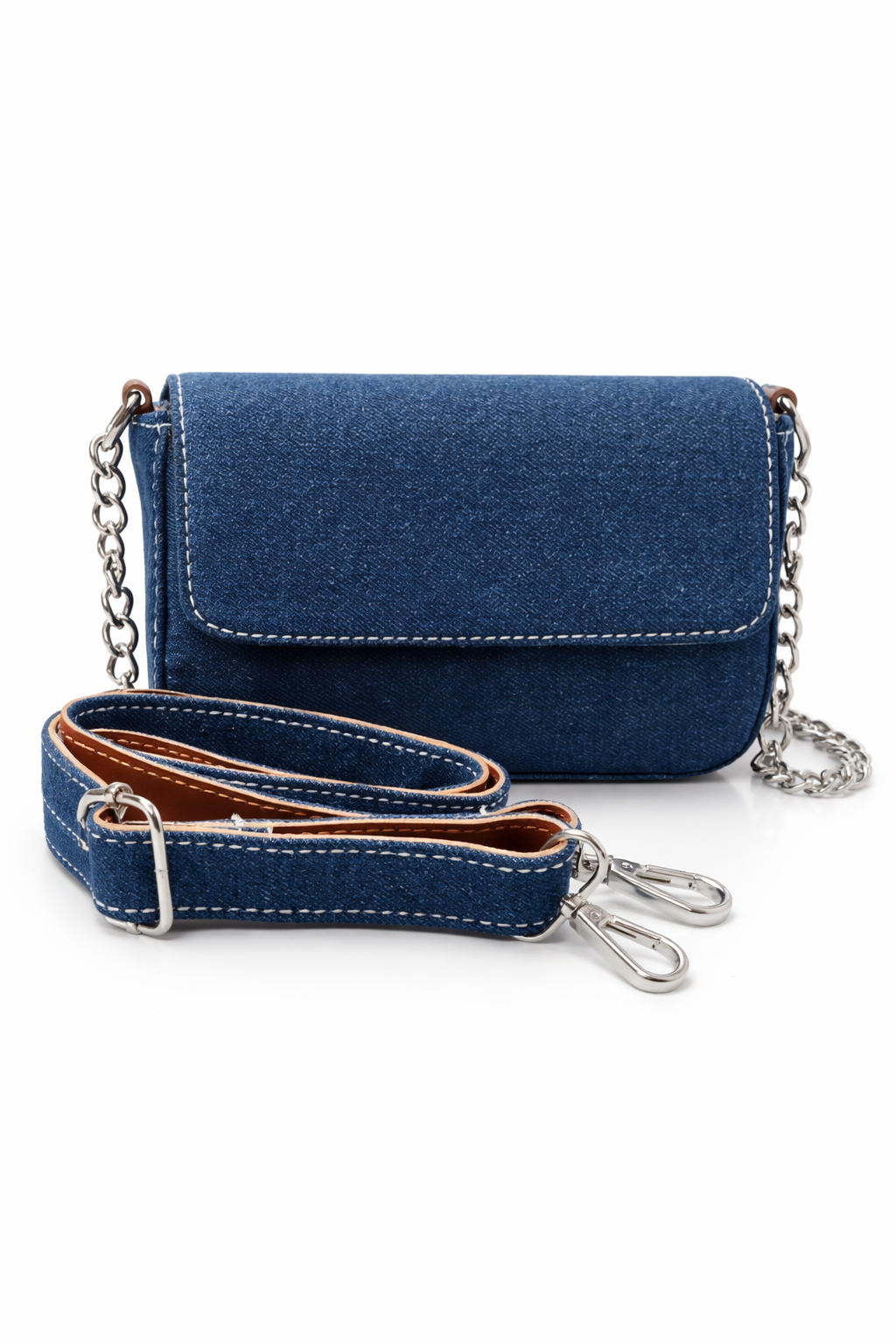 Denim Shoulder Box Bag - View 1